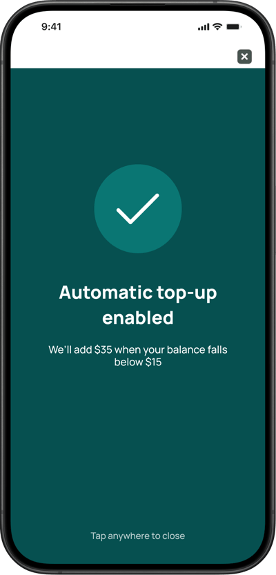 App - Automatic top-up Success Page