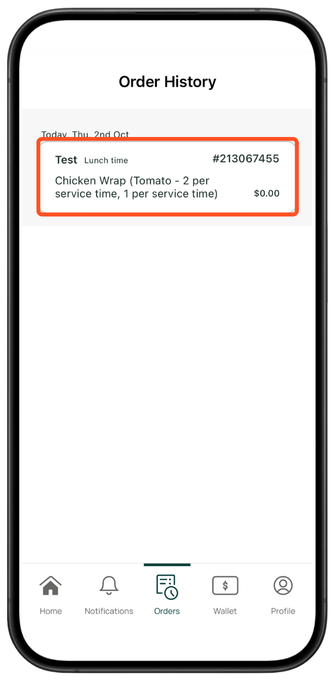 Parent App Screenshots Order History