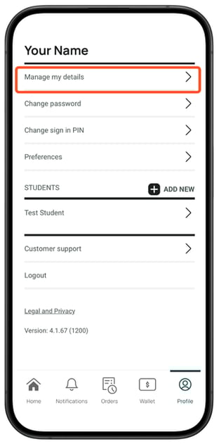 Parent App Screenshots manage my details