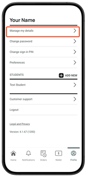 Parent App Screenshots manage my details