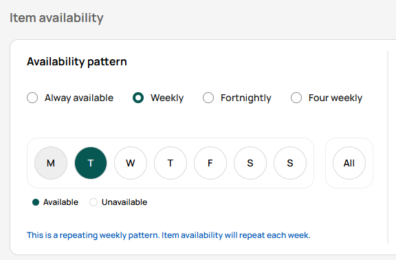 How to set up item availability