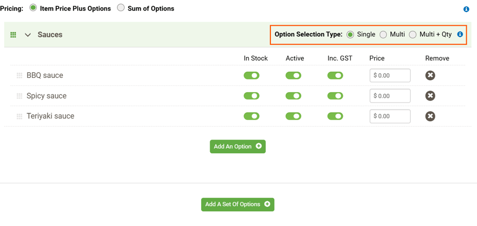 How to add and manage item options