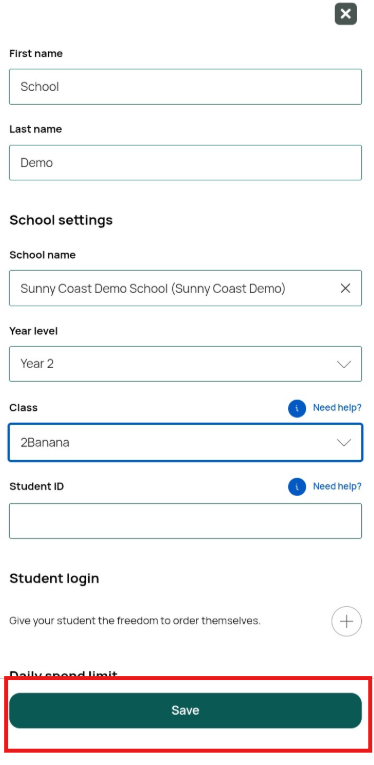How do I change my student's school or class?